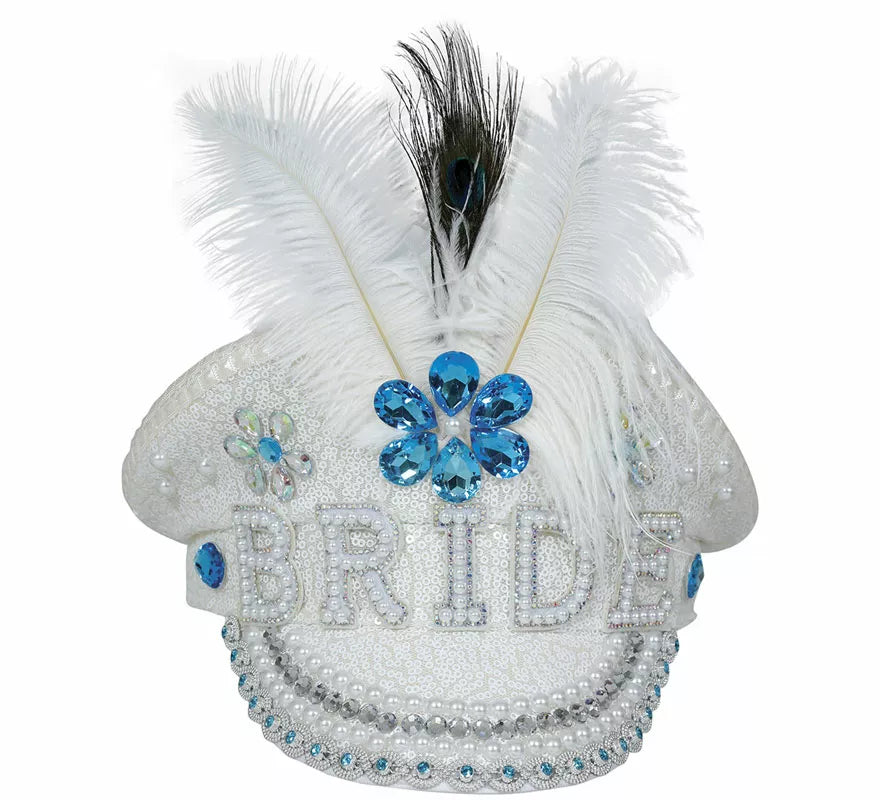 Translation missing: fr.Gorra de Policía Bride con plumas y pedrería adulto