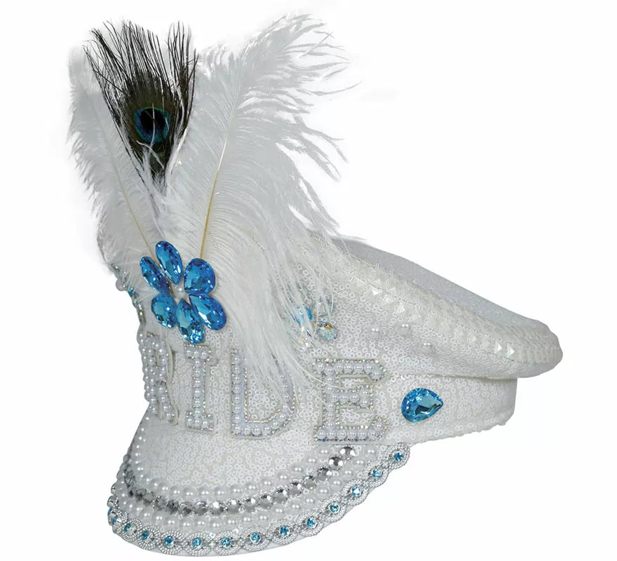 Translation missing: fr.Gorra de Policía Bride con plumas y pedrería adulto