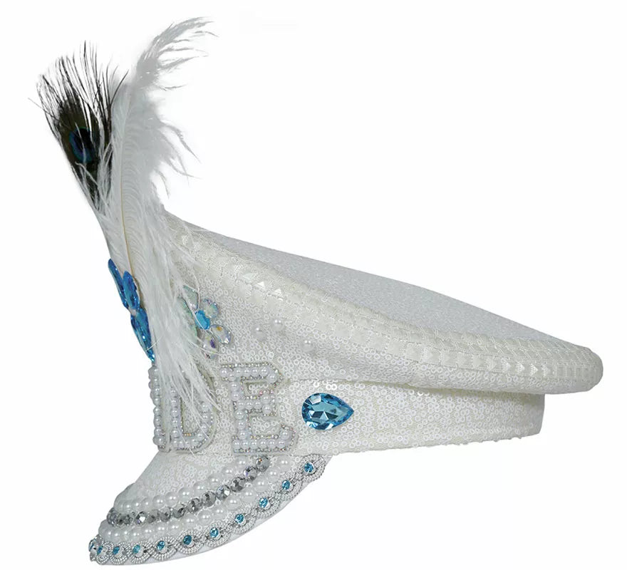 Translation missing: fr.Gorra de Policía Bride con plumas y pedrería adulto
