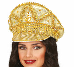 Casquette de police adulte dorée avec strass