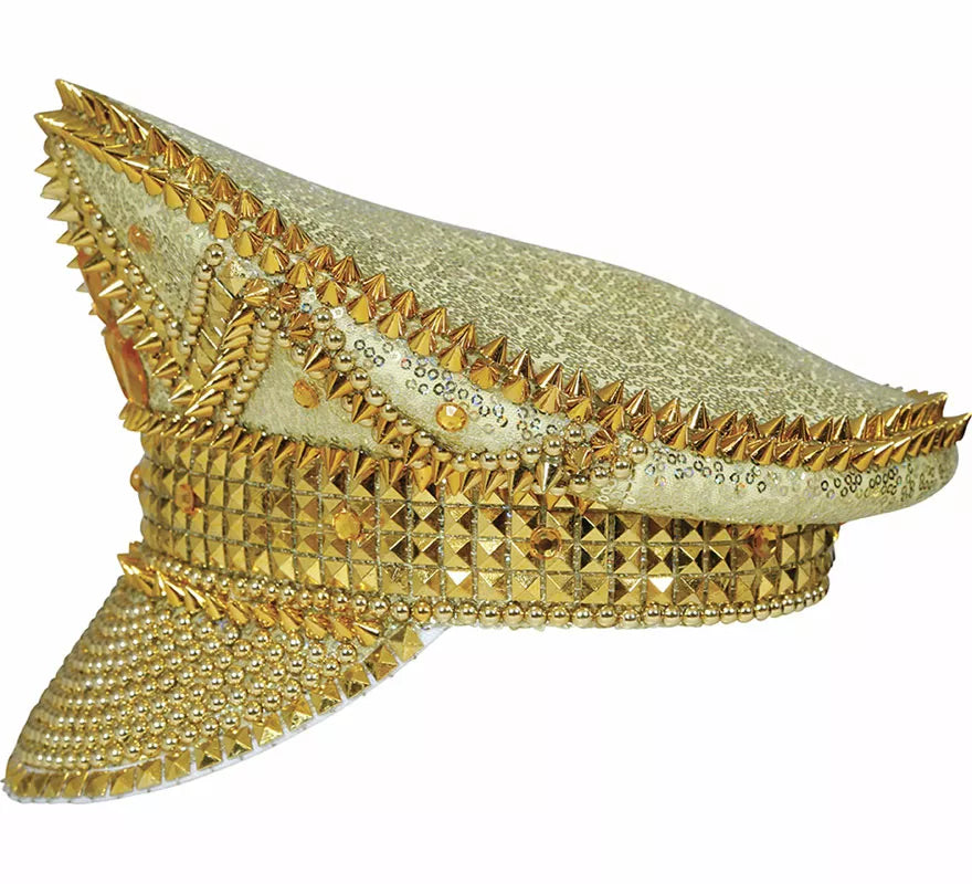 Translation missing: fr.Gorra de Policía dorado con pedrería adulto