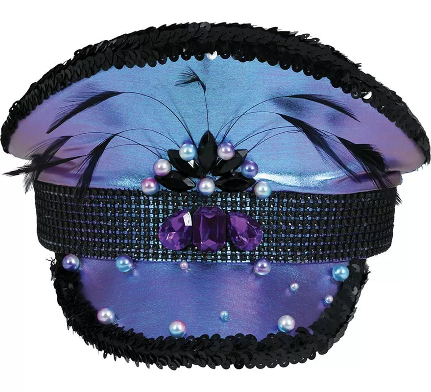 Translation missing: fr.Gorra de Policía morada con Plumas adultos