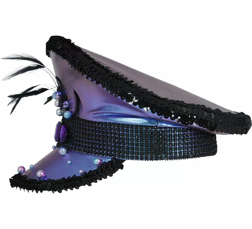 Translation missing: fr.Gorra de Policía morada con Plumas adultos