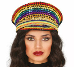 Casquette Police multicolore avec strass pour adulte