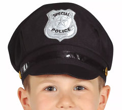 Casquette de police enfant en tissu noir
