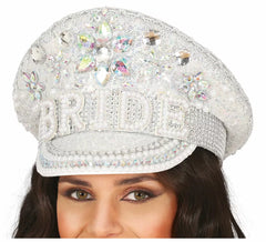 Casquette Silver Bride Police avec strass pour adulte