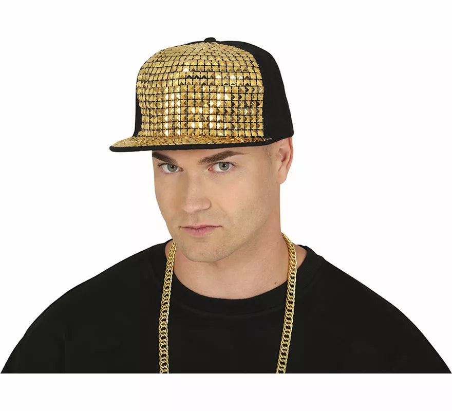 Translation missing: fr.Gorra de Rapero con remaches dorados adulto