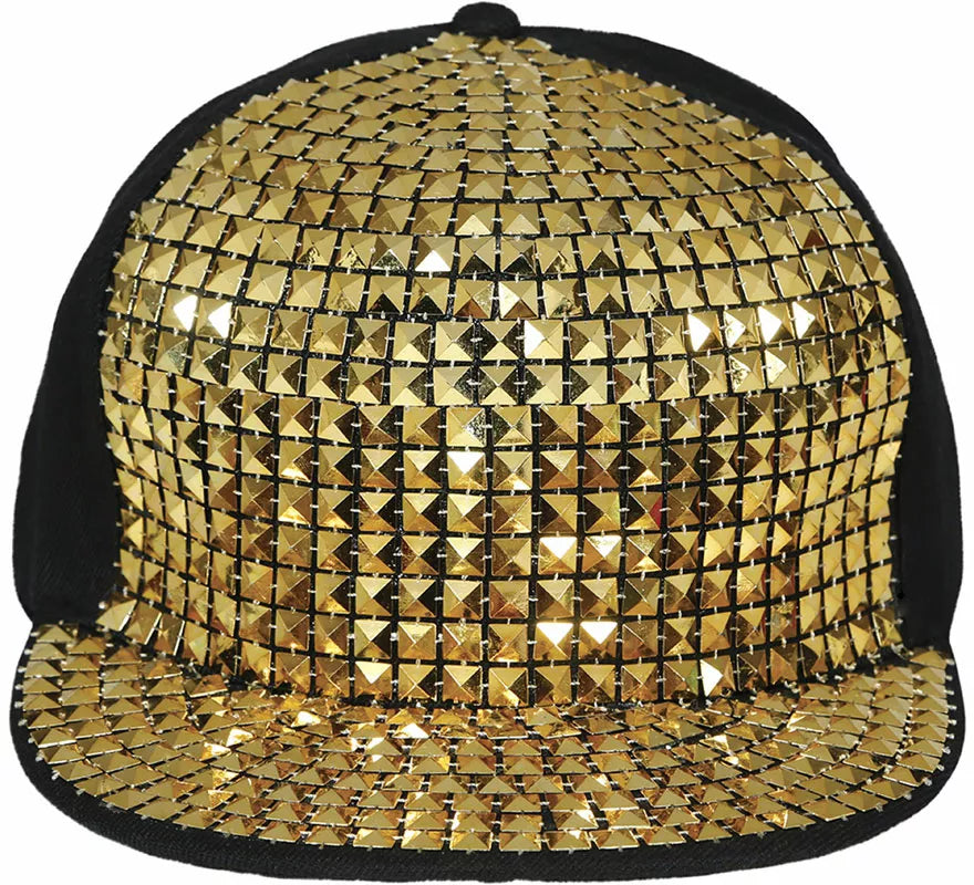 Translation missing: fr.Gorra de Rapero con remaches dorados adulto