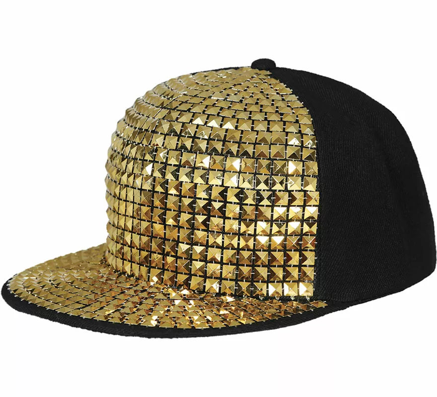 Translation missing: fr.Gorra de Rapero con remaches dorados adulto