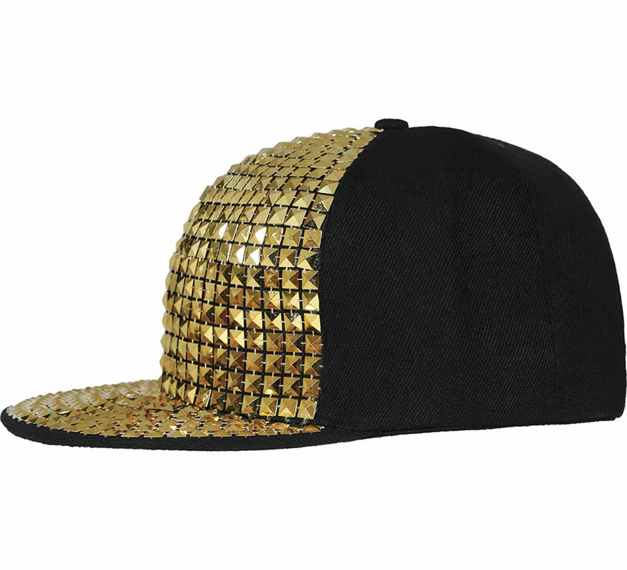 Translation missing: fr.Gorra de Rapero con remaches dorados adulto