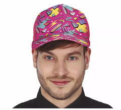 Casquette fuchsia avec imprimé des années 80