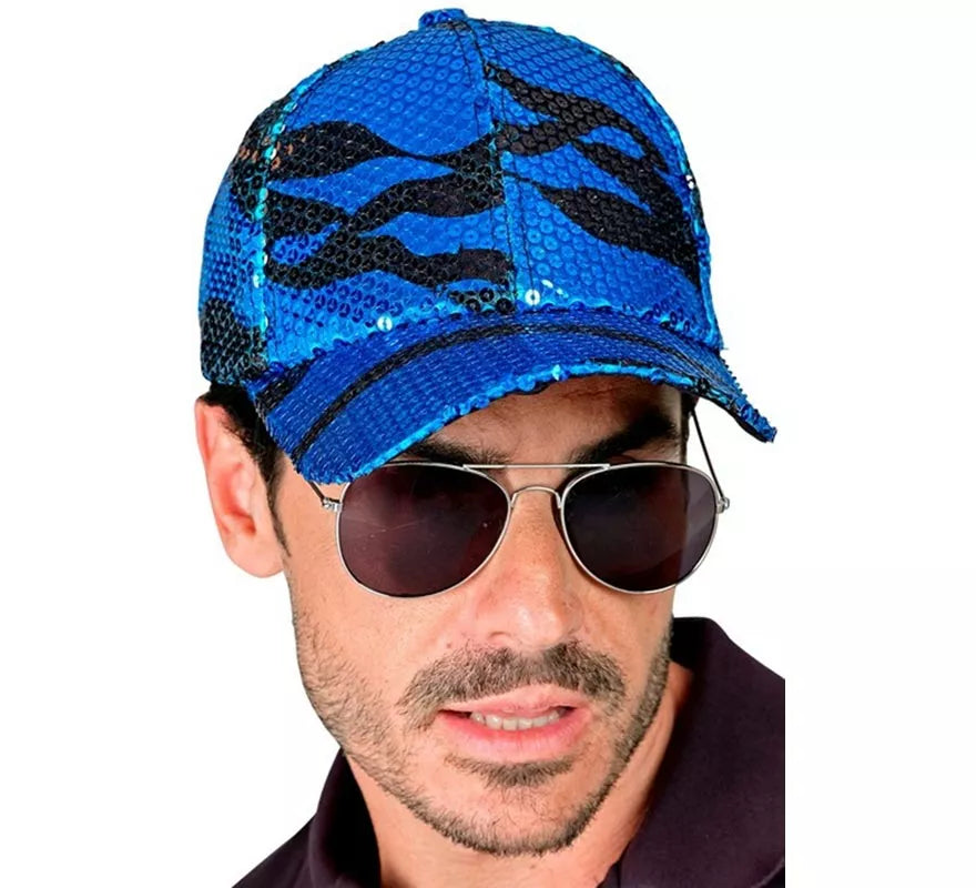 Translation missing: fr.Gorra Ondas azul con Lentejuelas