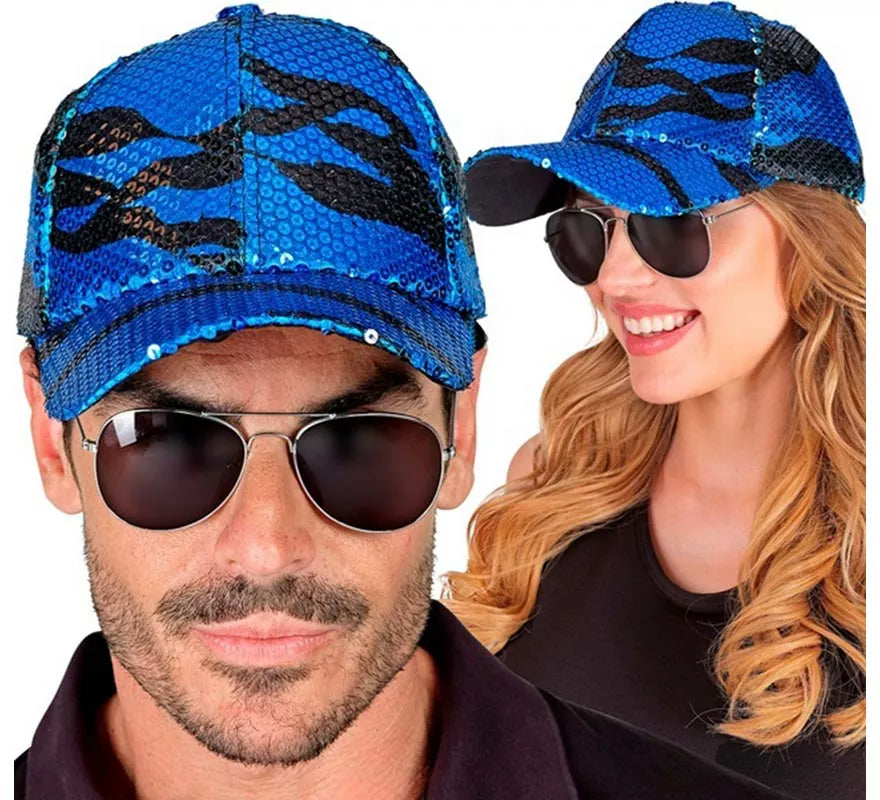 Translation missing: fr.Gorra Ondas azul con Lentejuelas