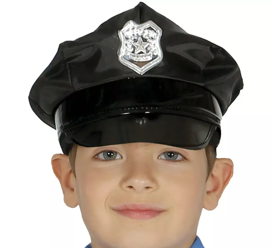 Translation missing: fr.Gorra Policía infantil con placa dorada