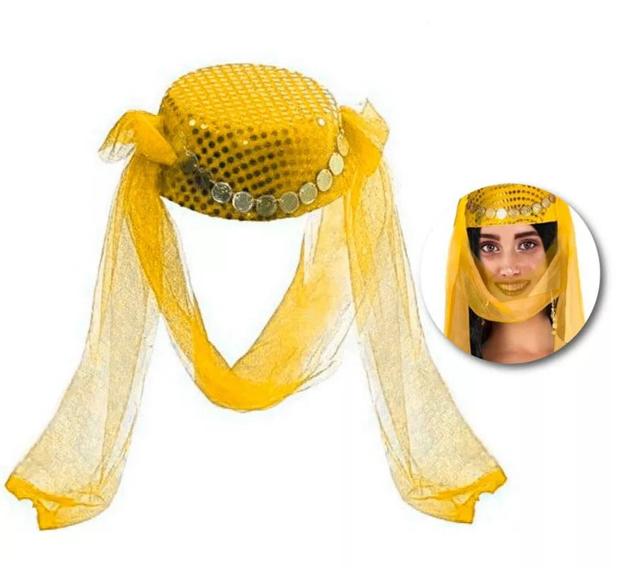 Translation missing: fr.Gorro Árabe amarillo con velo adulto