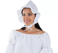 Casquette paysanne médiévale blanche pour femme