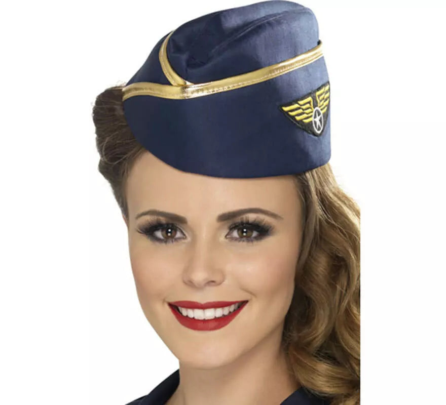 Translation missing: fr.Gorro de Azafata Vuelo Comercial color Azul con Insignia