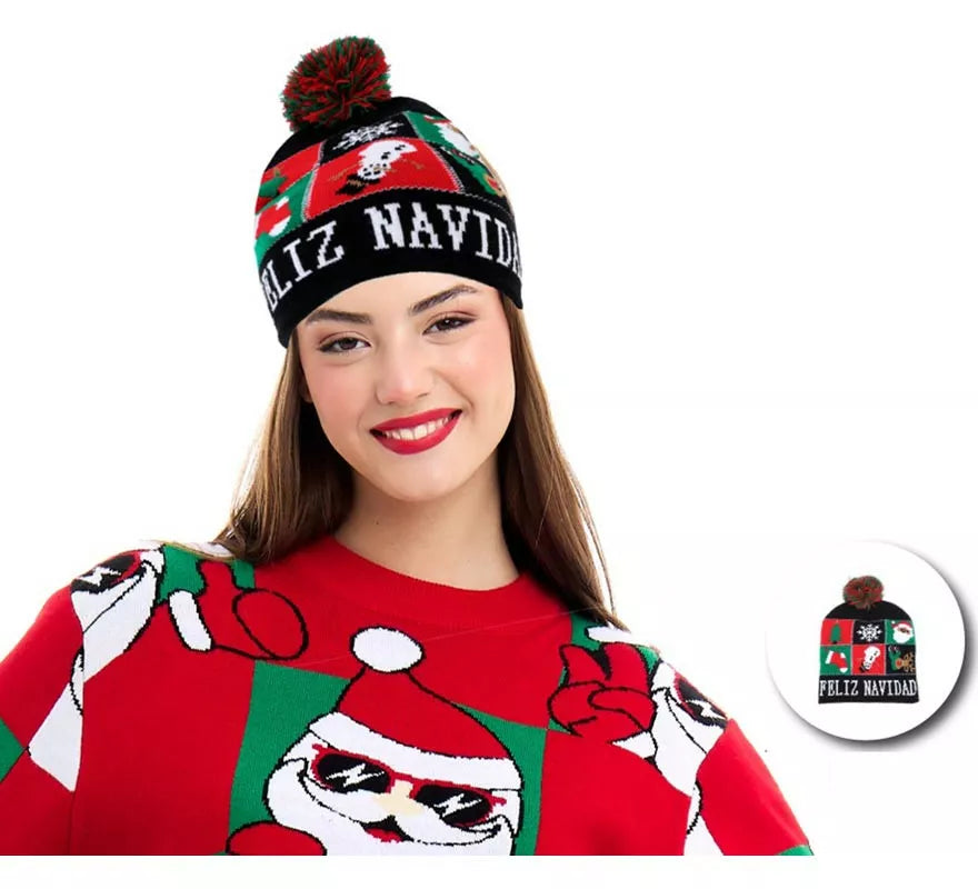 Translation missing: fr.Gorro de Figuras Navideñas oscuro adulto