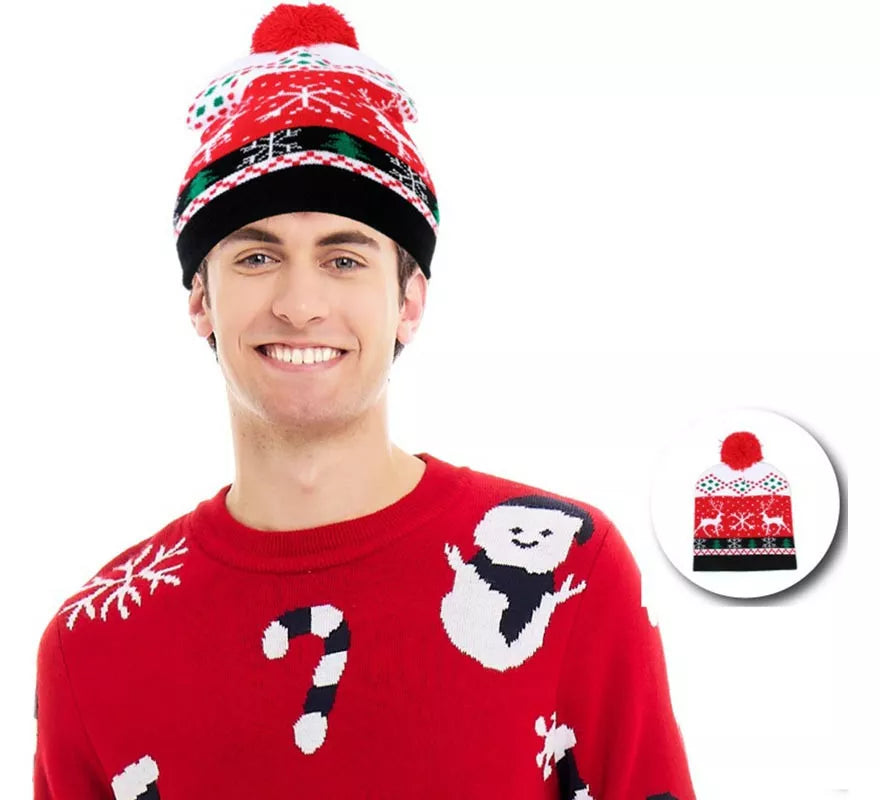 Translation missing: fr.Gorro de Navidad Reno rojo y blanco adulto