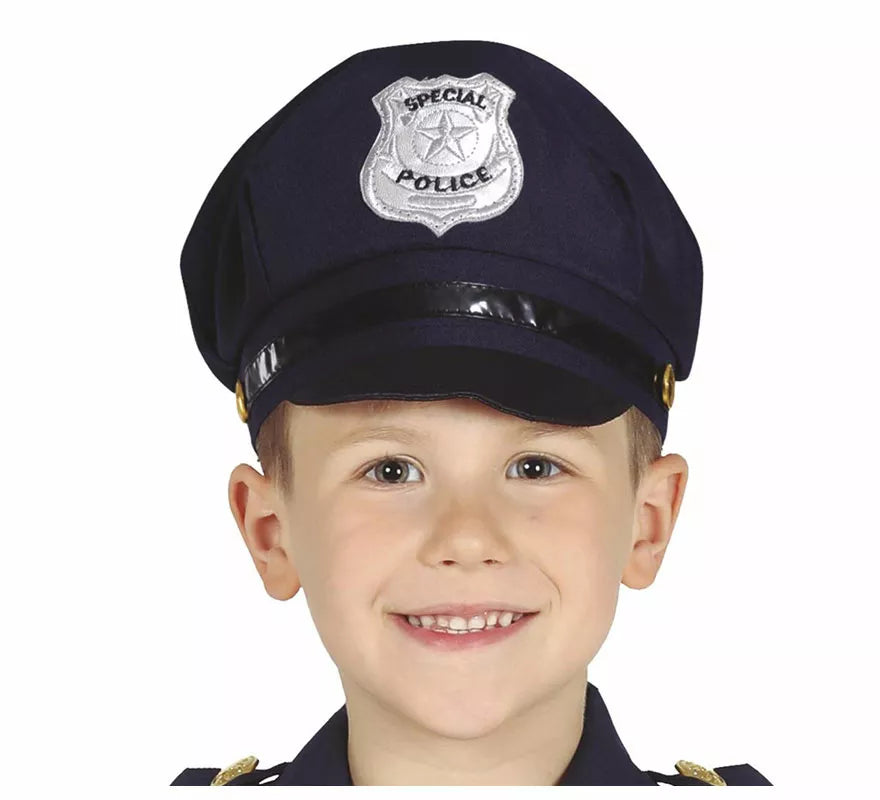 Translation missing: fr.Gorro de Policía con Insignia Plateada Infantil