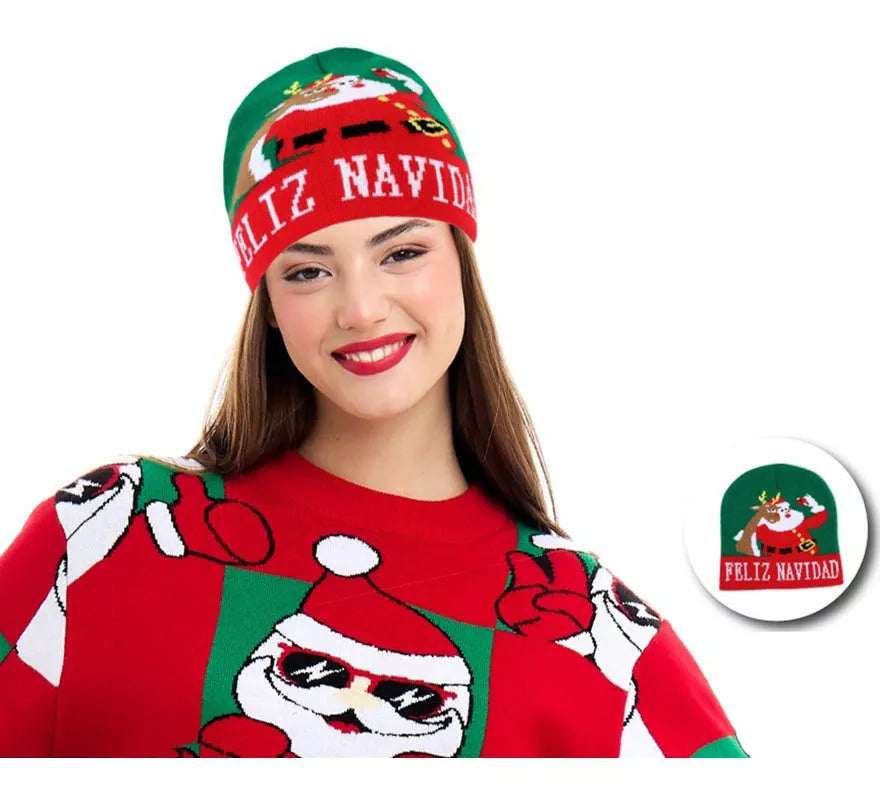 Translation missing: fr.Gorro de Selfie Navideño verde adulto
