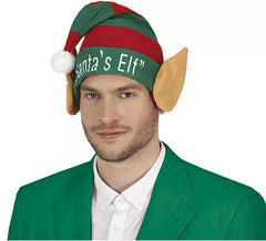Chapeau d'Elfe vert et rouge avec oreilles