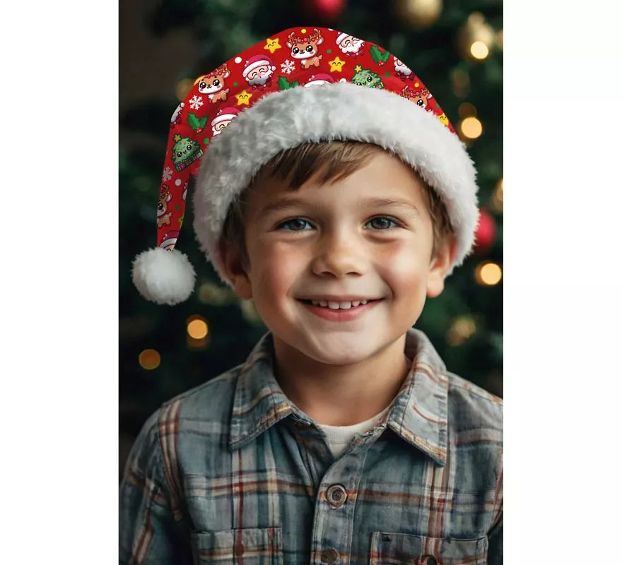 Translation missing: fr.Gorro Estampado Navideño rojo infantil