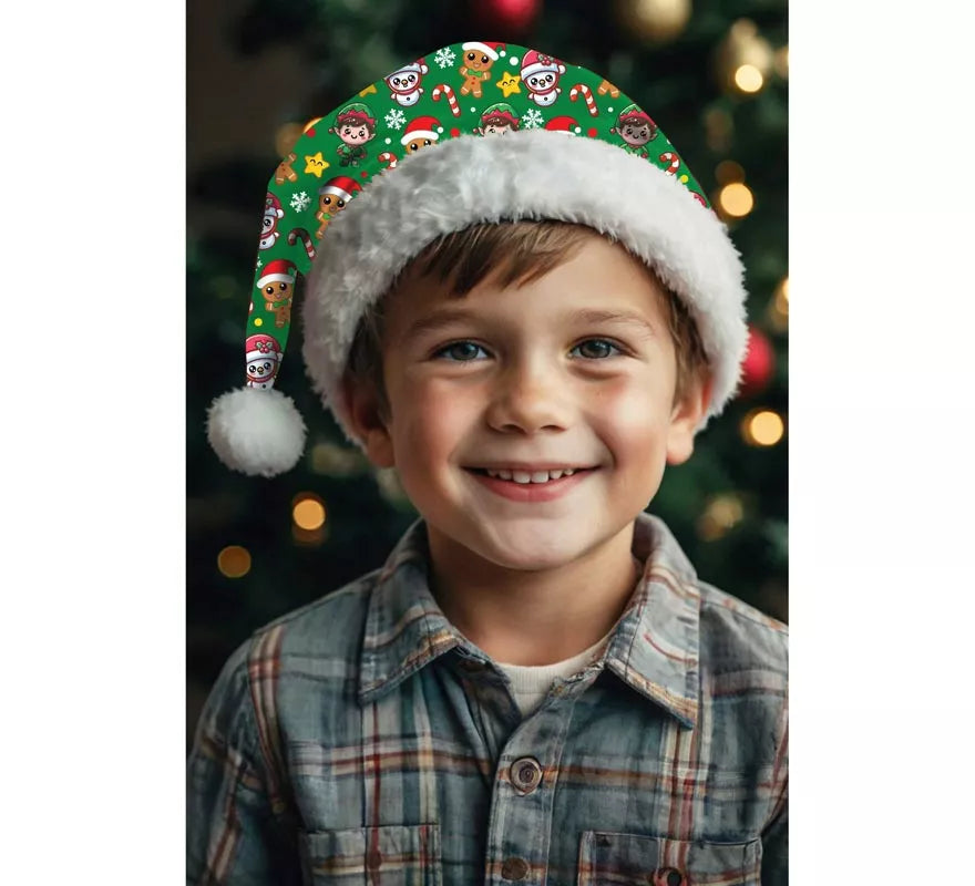Translation missing: fr.Gorro Estampado Navideño verde infantil