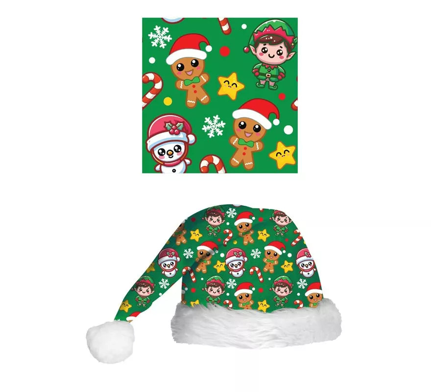 Gorro Estampado Navideño verde infantil