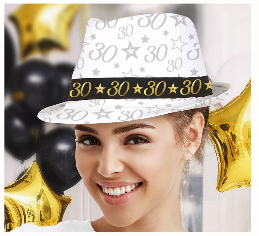 Translation missing: fr.Gorro Gángster Blanco 30 Años Cumpleaños y Aniversarios