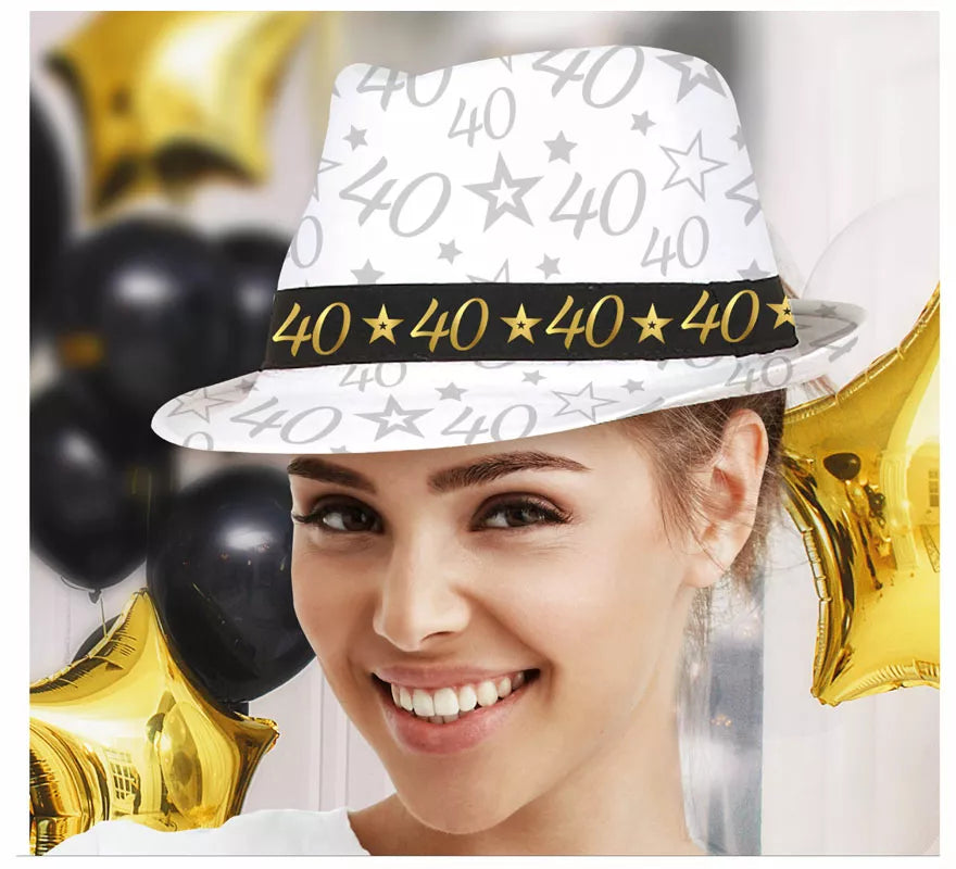 Gorro Gángster Blanco 40 Años Cumpleaños y Aniversarios