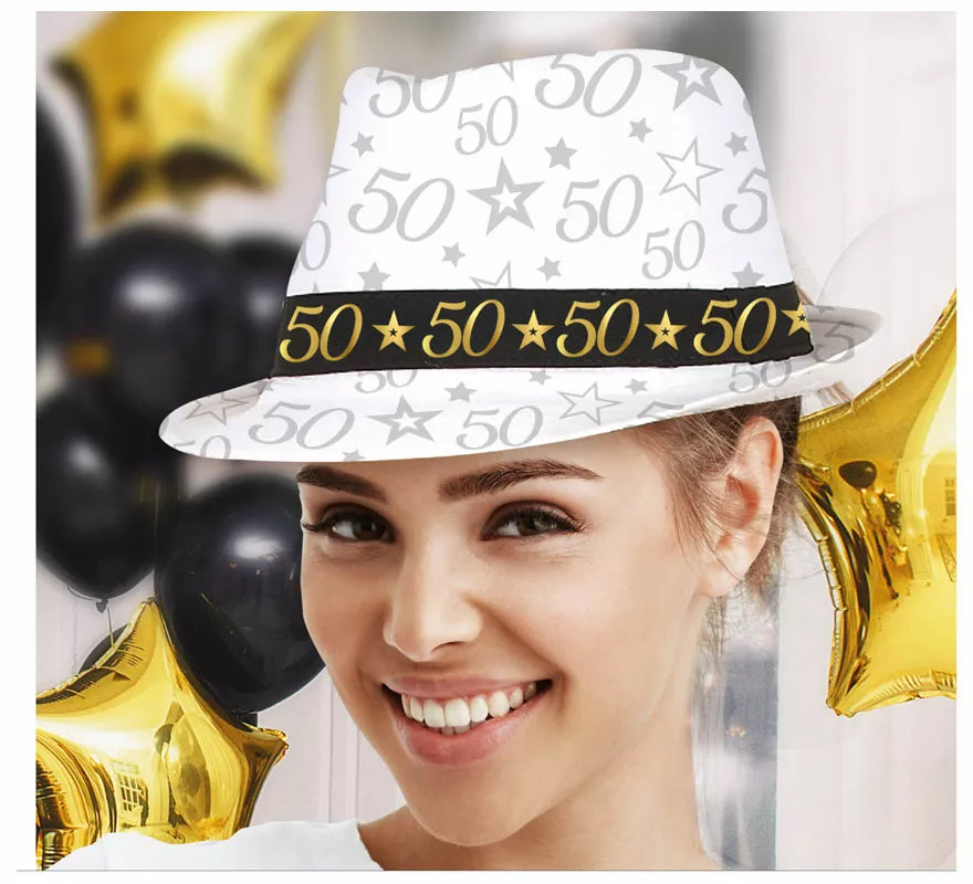 Translation missing: fr.Gorro Gángster Blanco 50 Años Cumpleaños y Aniversarios