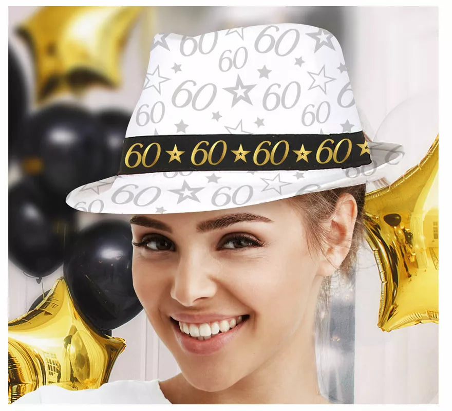 Translation missing: fr.Gorro Gángster Blanco 60 Años Cumpleaños y Aniversarios
