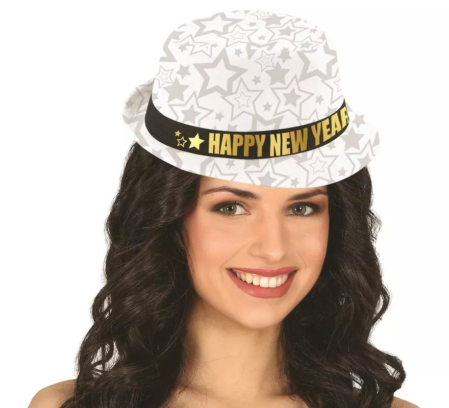Translation missing: fr.Gorro Gángster Happy New Year blanco