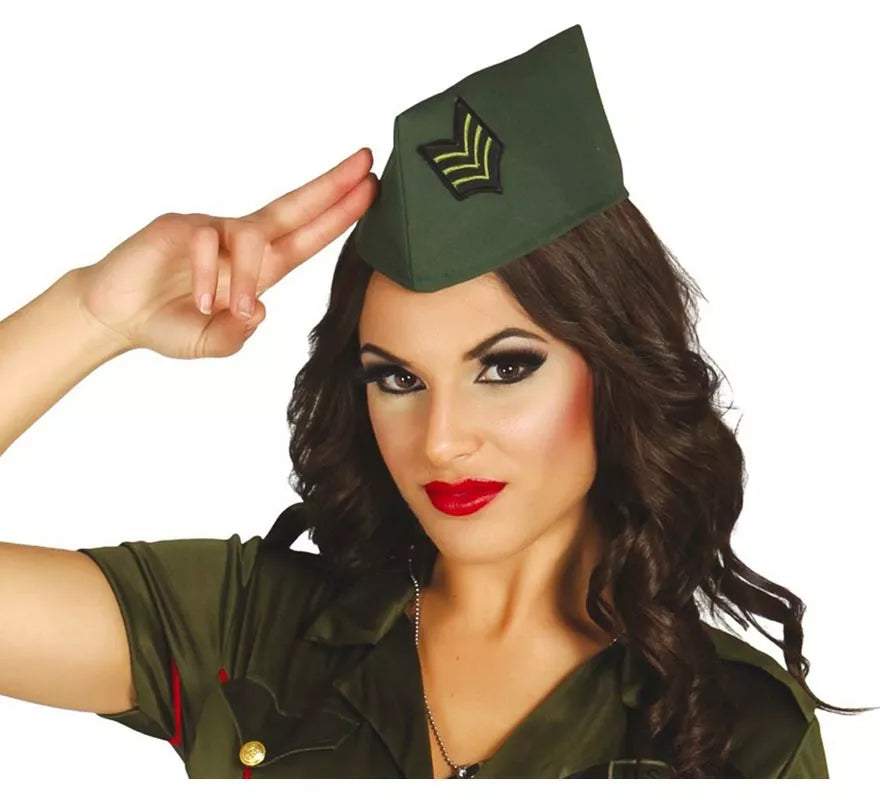 Translation missing: fr.Gorro Militar de color verde con insignia