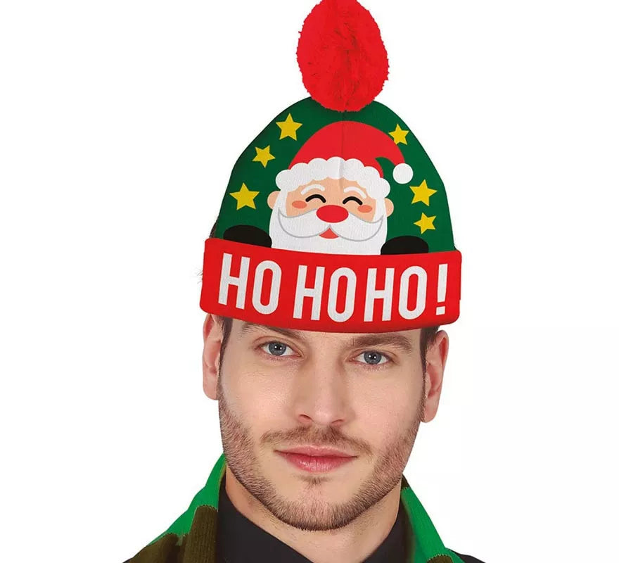 Translation missing: fr.Gorro Navideño Papá Noel Ho Ho Ho con efecto lana