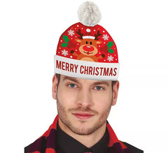 Bonnet de Noël Merry Christmas Renne effet laine