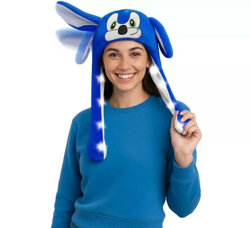 Translation missing: fr.Gorro Orejas Erizo azul con Movimiento y luz