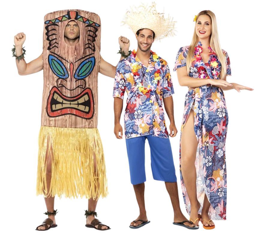 Groupe hawaïen avec Tiki Totem Tiki