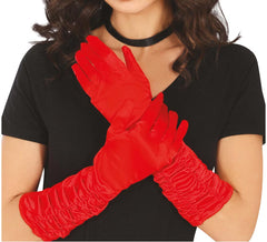 Gants plissés rouges de 45 cm