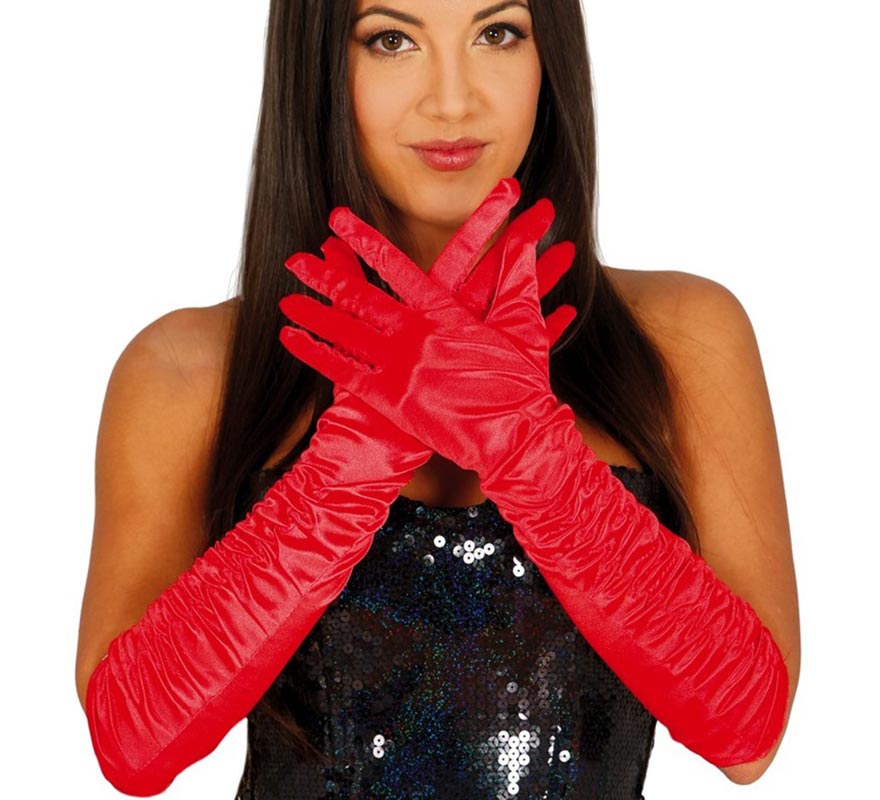 Translation missing: fr.Guantes arrugados rojos de 45 cm