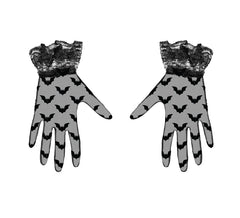 Gants ajourés chauve-souris noirs 22 cm