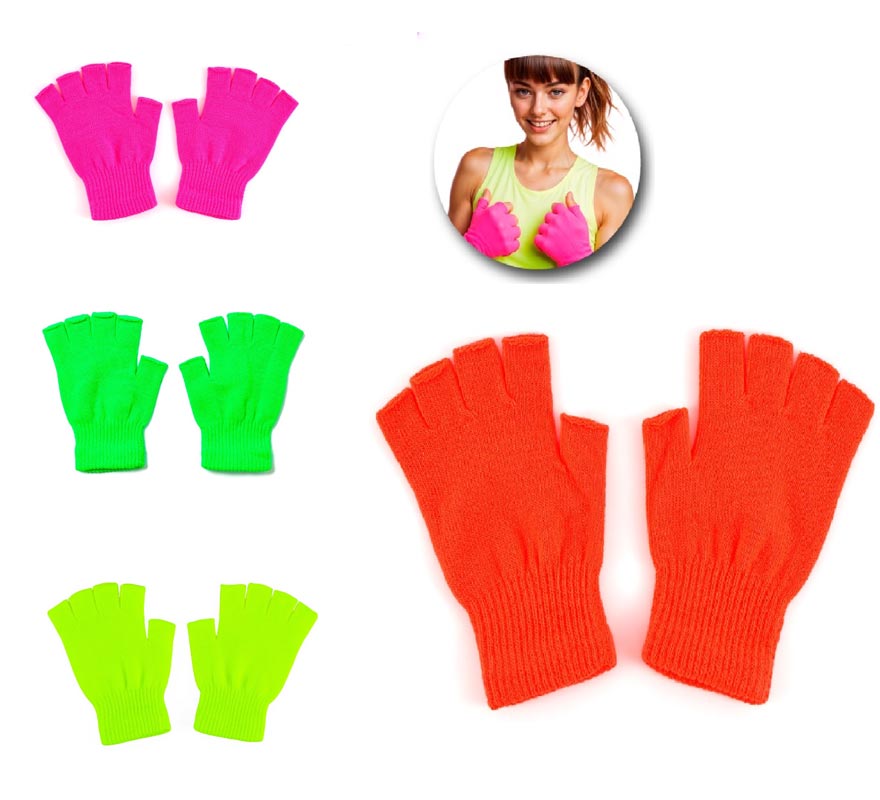 Translation missing: fr.Guantes Cortos sin dedos neón en varios colores adulto
