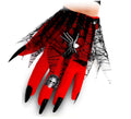 Guantes de Demonio rojo y negro con encaje