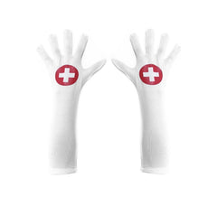 Gants d'allaitement blancs avec croix