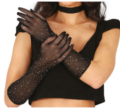 Gants en maille avec strass de différentes couleurs, 30 cm pour adultes