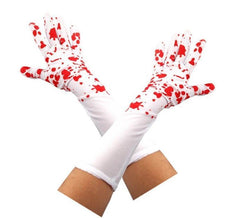Longs gants blancs avec du sang