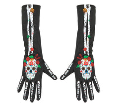 Gants longs Dia de Los Muertos Catrina 40 cm