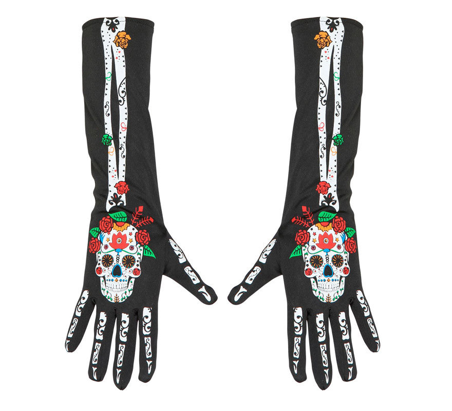 Translation missing: fr.Guantes largos de Catrina Día de Los Muertos de 40 cm