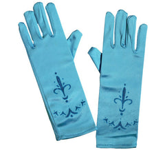 Gants longs princesse bleu enfant de 24 cm
